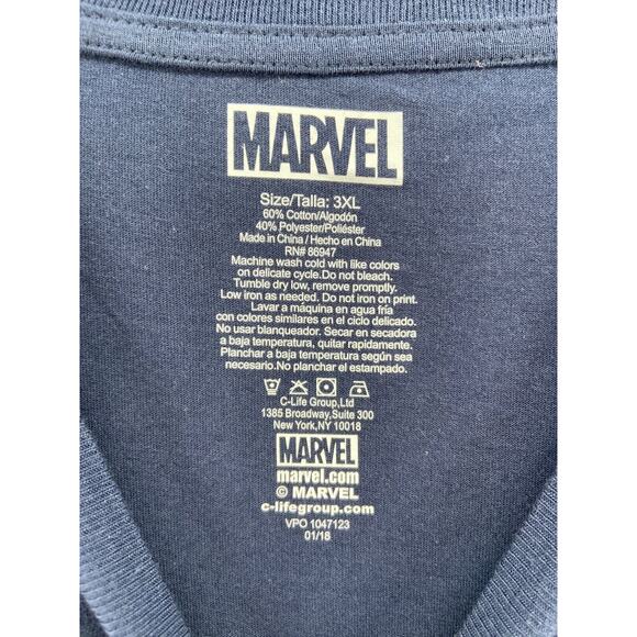 MARVEL SPIDERMAN T-Shirt 3XL WITH GREAT POWER Blue Maroon Diagonal Graphic - Picture 5 of 10